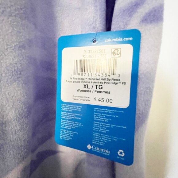 Columbia Women's Pine Ridge FS Printed Half Zip Fleece Pullover NWT XL - Picture 4 of 9